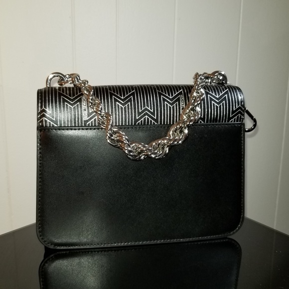 Michael Kors Mott Chain Black & Silver Leather Bag